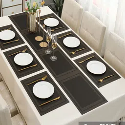 HOKIPO 7 Pieces Tablemats with Table Runner image 5