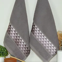 Aura Brown 2 Pcs Printed 380 GSM Pure Cotton Hand Towels-20
