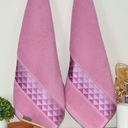 Aura Purple 2 Pcs Printed 380 GSM Pure Cotton Hand Towels-image-11