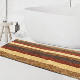 LUXEHOME INTERNATIONAL Brown Striped 1850 GSM Microfibre Bath Rug-image-42