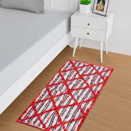 Kuber Industries Red & Grey Geometric Anti-Skid Runners-29