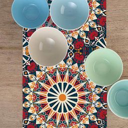 homewards Red & Teal Ethnic Motifs Canvas Table Runner-40