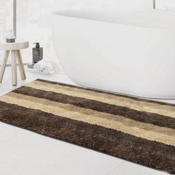 LUXEHOME INTERNATIONAL Brown & Beige 1850 GSM Striped Bath Rug-picture-15