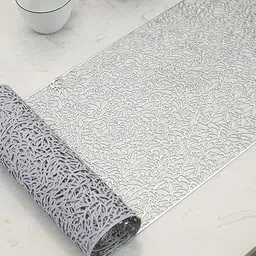 Dakshya Industries Silver Toned Self Design Table Runner-13