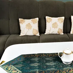 Lal Haveli Green & Gold Toned Floral Printed Table Runner-44