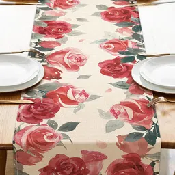 AAZEEM Beige & Red Printed Durable Table Runners-5