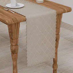 Clasiko BeigeChecked Cotton Table Runners-14