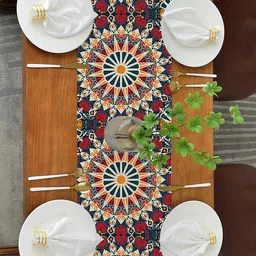 homewards Red & Teal Ethnic Motifs Canvas Table Runner image 4
