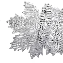 Kuber Industries Silver-Toned Leaf Design Soft Leather Table Runner image 5