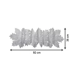 Kuber Industries Silver-Toned Leaf Design Soft Leather Table Runner image 4