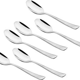 6 Laser Designed dinner spoon Stainless Steel Dessert Spoon Set-image-40