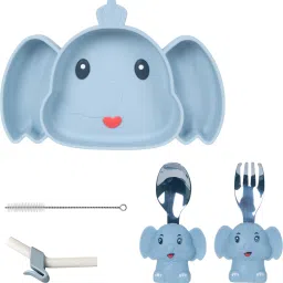 Elephant Shape Dinner Set Silicone Suction Plate with Fork and Spoon for Toddler - Silicone-image-28