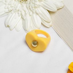 BEWITCHED Women Yellow Heart Signet Finger Ring-image-75