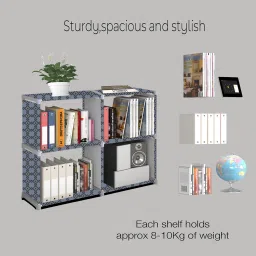 scholars Multipurpose Collapsible Bookshelf 10 Racks Book Stand Almirah for Home & Kids Metal Open Book Shelf image 2