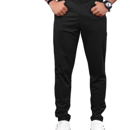 Men Regular Fit Black Linen Blend Trousers-image-22