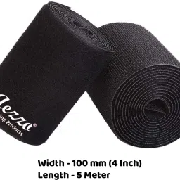 5 Meter Black Velcro 4 Inch (100mm) Width Hook and Loop Sew-on Fastener tape roll strips Use in Sofas Backs, Footwear, Pillow Covers, Bags, Purses, Curtains etc. (5Meter Black) Sew-on Velcro-2