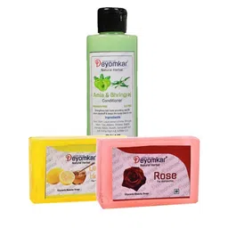 Deyomkar Herbal Amla Brinjraj Conditioner with Rose & Lemon Honey Soaps-3