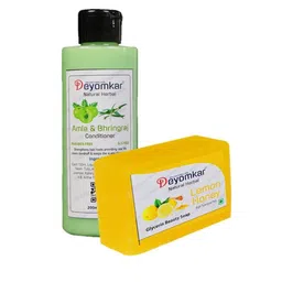 Deyomkar Herbal Amla Brinjraj Conditioner with Lemon Honey Soap Combo-28