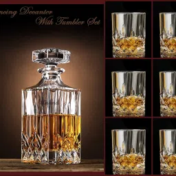 Crystal Diamond Cut Decanter Set Decanter-image-54