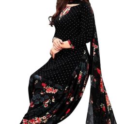 Unstitched Crepe Salwar Suit Material Solid, Floral Print, Printed, Geometric Print-image-18