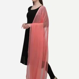 Chiffon Solid Peach Women Dupatta-image-6