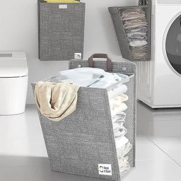 house of quirk Grey Polyester 3 Ltrs Laundry Basket-picture-30