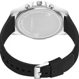 diaggro Modern wristwatch with silver case, black dial, and silicon strap Analog Watch - For Men Elegant black analog watch with soft silicon strap image 4