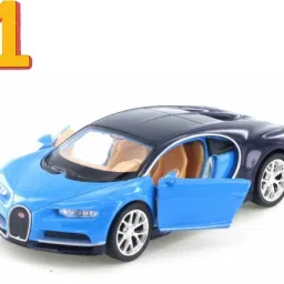 Blue Bugatti Chiron Toy Car – 1:24 Scale Model with Openable Doors pull back-picture-21