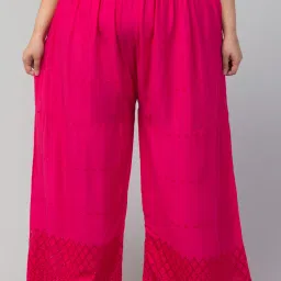 Women Relaxed Pink Viscose Rayon Trousers-image-69