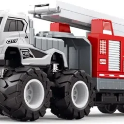 Inertia Friction Powered Big Wheels 4 X 4 Fire Brigade Ladder Truck-3