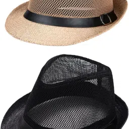 ZACHARIAS Fedora Cowboy Breathable Mesh Net Hat Cap Free Size-image-87
