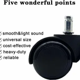 Copy_Office Chair Wheels (Caster) Heavy Duty Pin Type Nylon Set of 5 Black Swivel Furniture Caster-image-36