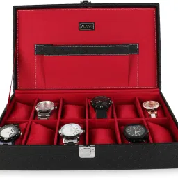 Watch Box Organizer Case for Unisex with 12 Slots in Black and Cherry Color Watch Box-image-30