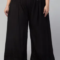 Women Relaxed Black Viscose Rayon Trousers-image-34