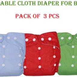 Cloth Diaper 3 Pcs with 3 White Insert Pad Nappy of Age 3-36 Months-image-68