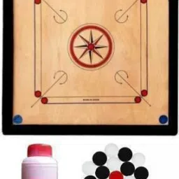 Wooden Carrom Board with Coins, Striker and Carrom Powder (Beige) 80 cm Carrom Board-picture-34