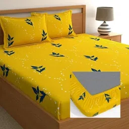 210 TC Cotton Double Floral Fitted (Elastic) Bedsheet-22