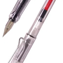 Extra Fine Nib Transparent Body with Chrome Plated Clip Fountain Pen-image-41
