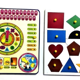 LEARNING CALENDER CLOCK WITH GEOMETRY 14 shaped puzzled BOARD COMBO-36