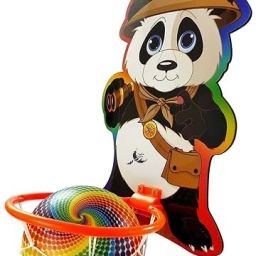 Panda Printed Kids Hangable Indoor Outdoor Basket Board Kit Net Basketball Ring-picture-26