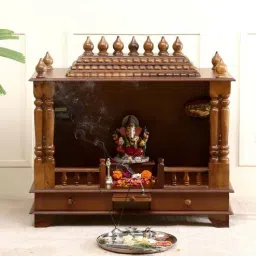 d'dass Honeywood Sheesham & MDF Floor Rested Mandir Without Door-picture-11