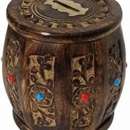 Wooden Barrel/Dhol shaped Money/Coin/Piggy Bank/Gullak | Gift for Kids Coin Bank-image-19