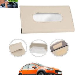 Beige Leatherite Rectangle Shape Fancy Design Tissue Dispencer For Car-243 Vehicle Tissue Dispenser-31