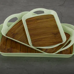 flipkart smartbuy Plastic Printed Rectangular Serving Tray with Handle for Serving Tea & etc. Tray Serving Set image 4