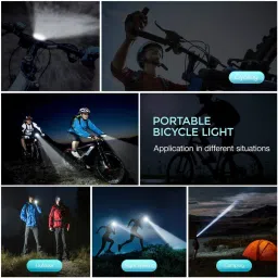 fabsports Waterproof Rechargeable LED Bicycle Front / Head Light with Speedometer & Odometer LED Headlamp image 5