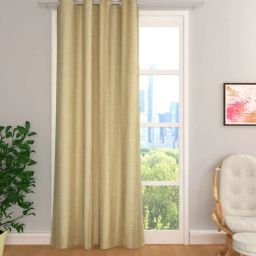 the conversion Beige Premium Jute Solid 7ft Light Filtering Eyelet Longdoor Curtain (1 Pc)-picture-34