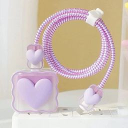 Sacriti Silicon Heart Charger Case & Cover Compatible for iPhone, 18W 20W 360 Degree. Cable Protector-11