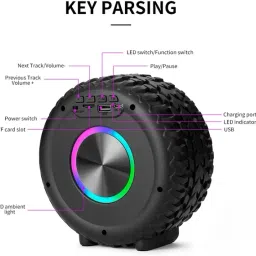 WOOS Best Buy Tyre Shaped Bluetooth Speaker,High Quality Sound, Support TF Card 12 W Bluetooth Party Speaker image 4