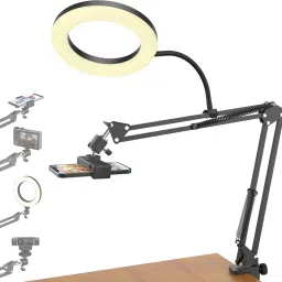 BROLAVIYA Mobile Stand with 10 Inch Ring Light, Clip Wire, 1/4" Ball Head Mobile Holder-7