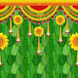 Banana green leaf with multi flowers backdrop 5ft x 8ft-image-68